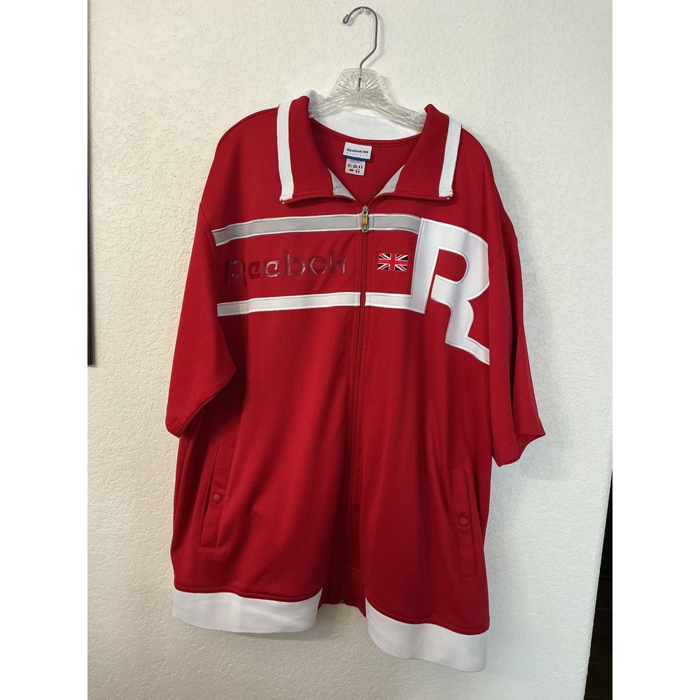 Reebok Track Jacket 3XL Red Vintage Short Sleeve Full Zip Union Jack Classic